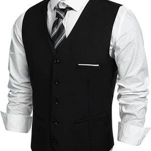COOFANDY Men's V-Neck Suit Vest NWT
